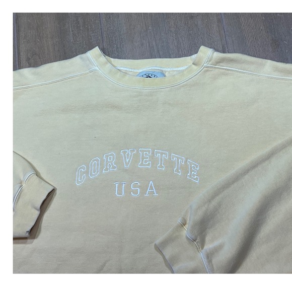 Authentic Pigment Other - Authentic Pigment Corvette USA Crewneck Sweatshirt Yellow 2XL Pigment Dyed